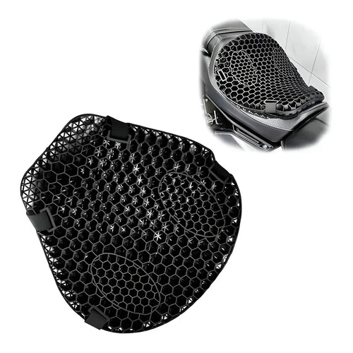 Cojín de gel para moto con estructura de panal y correas elásticas