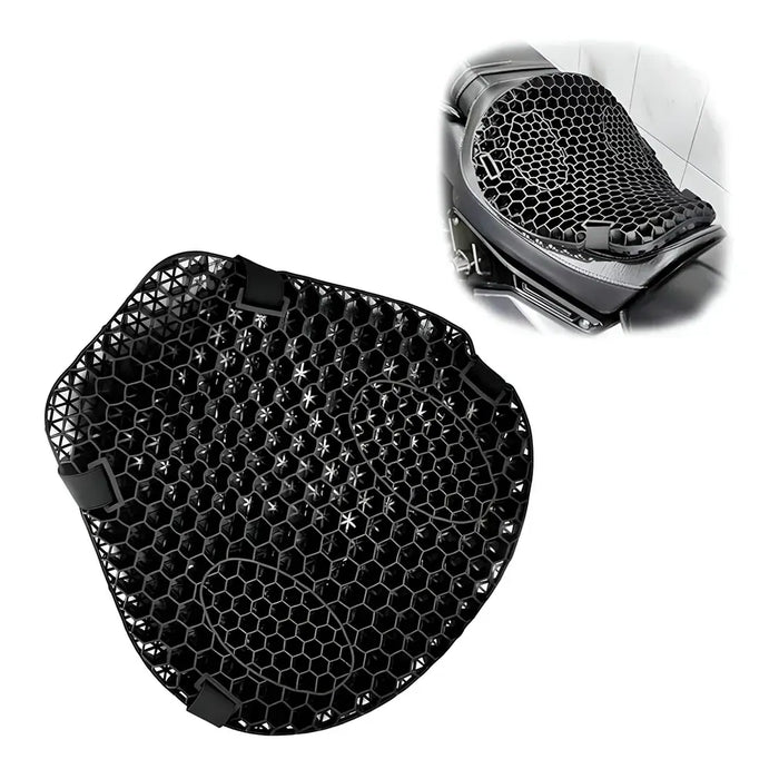 Cojín de gel para moto con estructura de panal y correas elásticas