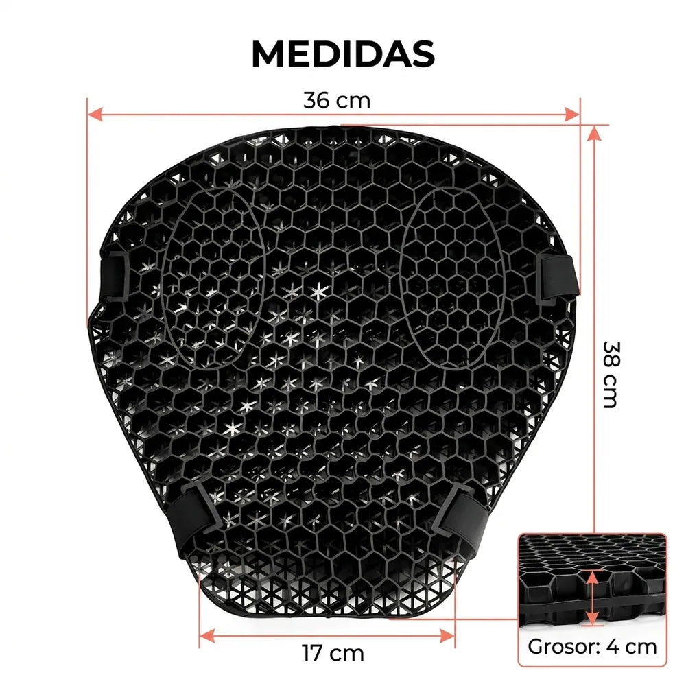 Medidas del cojín de gel: 36 x 38 cm y 4 cm de grosor